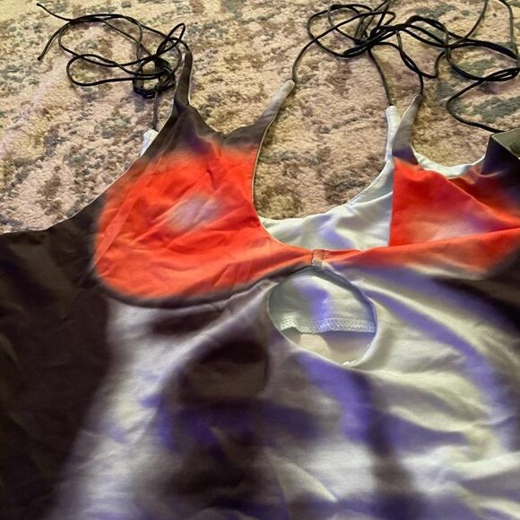 Cape Clique Womens XL Sexy Y2K Crop Tops Lace Up Body Print - Picture 6 of 6